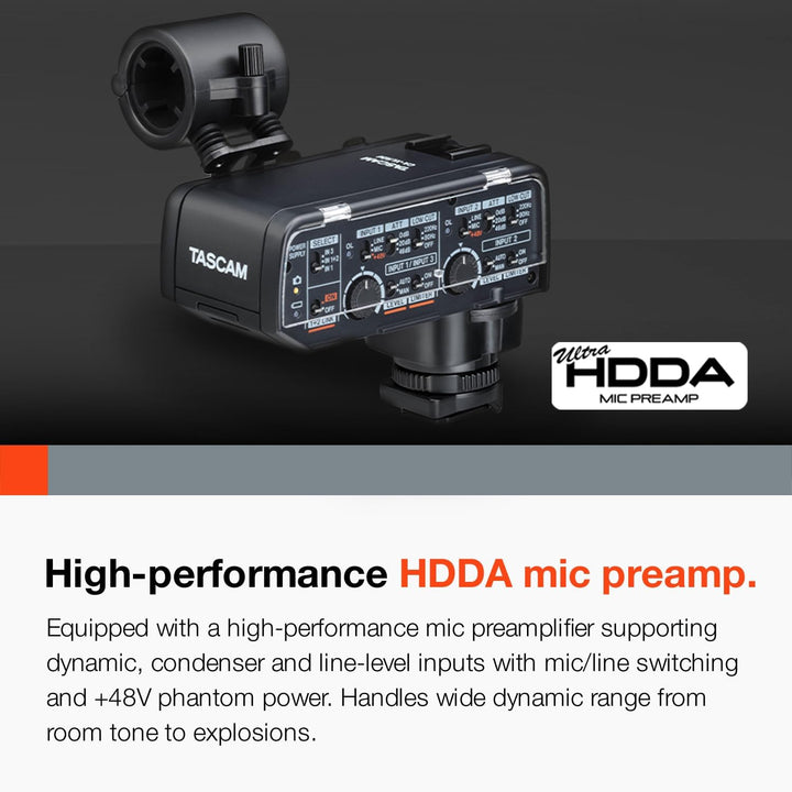 TASCAM CA-XLR2d-N – Digitaler XLR Mikrofonadapter für spiegellose Nikon Kameras