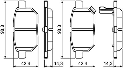 Bosch BP1127 Bremsbeläge - Hinterachse - ECE-R90 Zertifizierung - vier Bremsbeläge pro Set