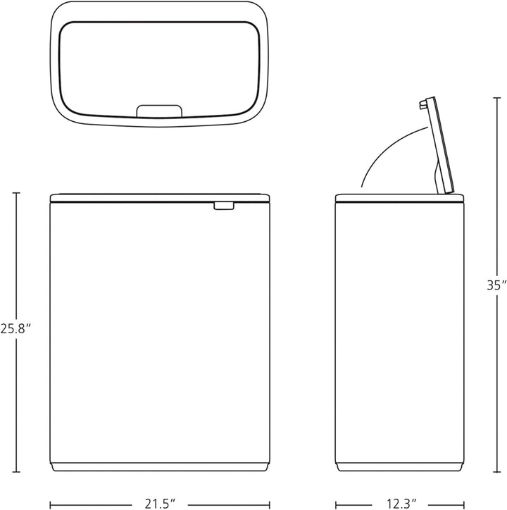 Brabantia Mülleimer, Weiss, 60 Liter 1 Inneneimer (60L) White, 1 Inneneimer (60L) White