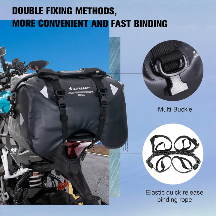 WILD HEART Motorrad-Rücksitztasche U-förmige wasserdichte Hecktasche 50L Motorradausrüstung Lokomoti