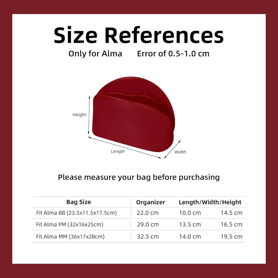 DGAZ Taschen Organizer Einsatz, Seide Innentasche für Alma BB/PM/MM, Leicht Taschenorganizer Shaper