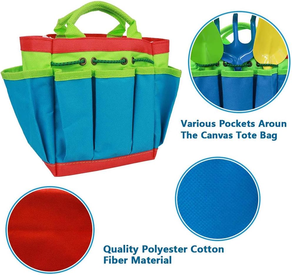 Shinelee 7 Stück Gartenspielzeug für Kinder Gartengeräte Gartenhandschuhe Kinder Garten Werkzeugtasc