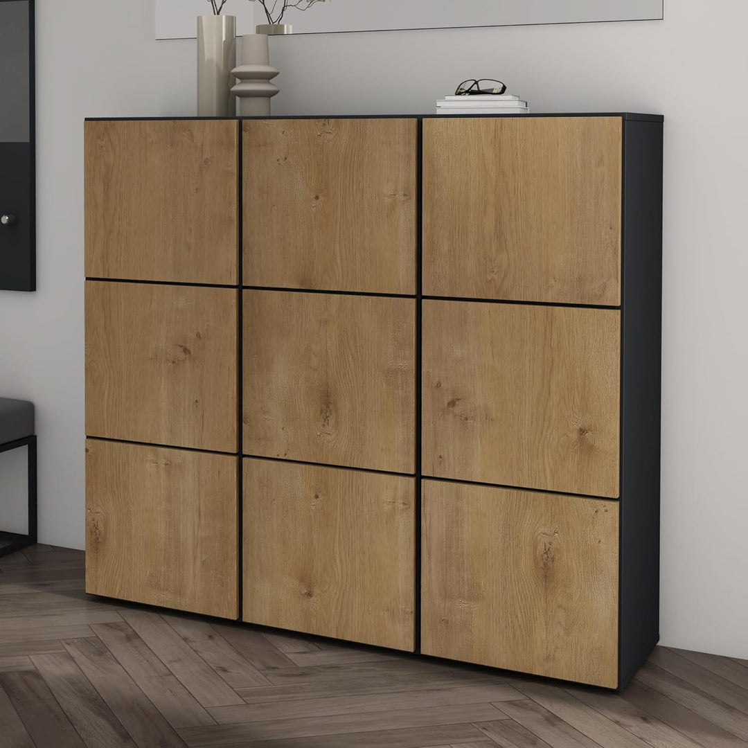 Mai & Mai Schuhschrank aus Holz, Schuhkommode mit 3 Schränken BTH: 45x36x120 cm Schuhregal Möbel in