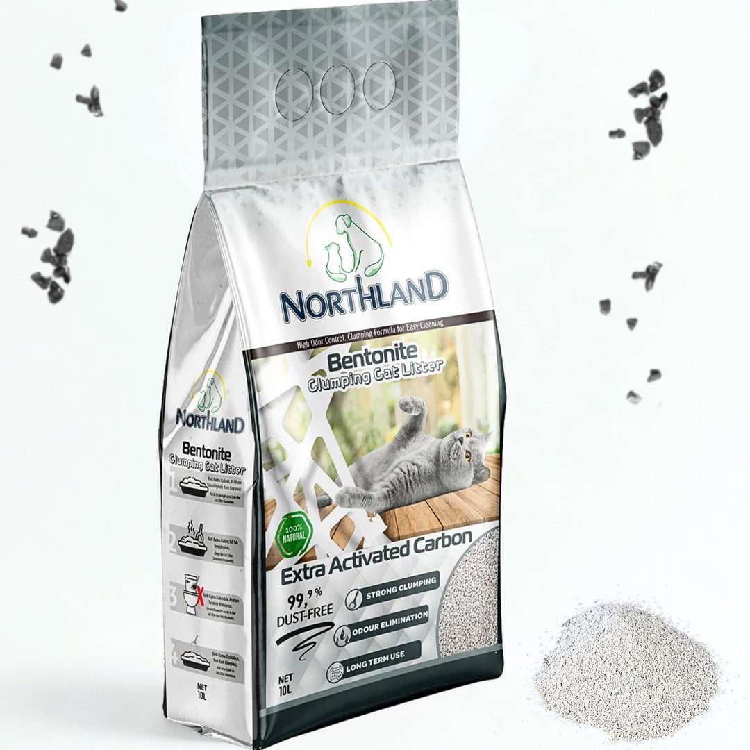 Katzenstreu Mit Aktivkohle 10L gegen Gerüche | 100% Natürlich & 99,9% Staubfrei | Extra Stark Klumpe