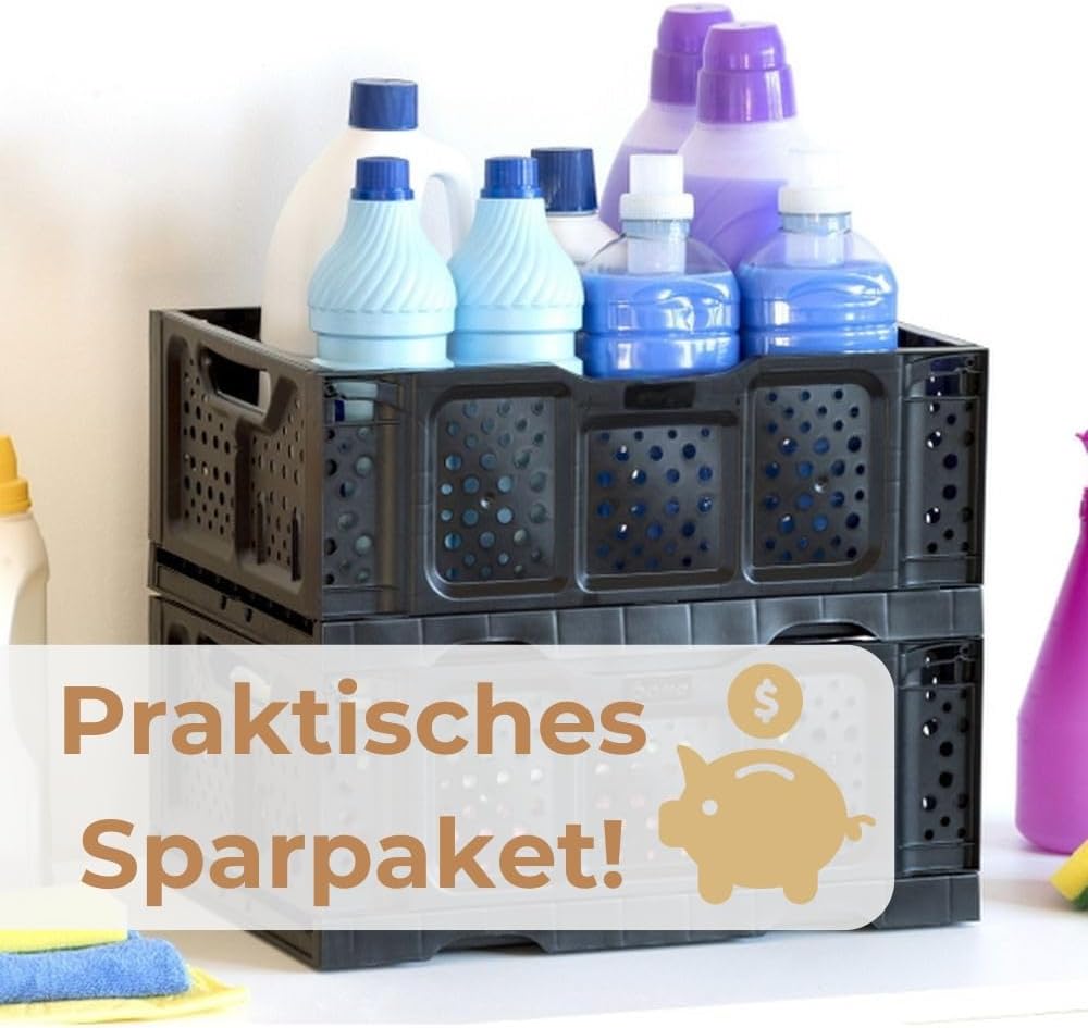 GarPet 2er Set Klappbox Klappkiste Einkaufskorb faltbar Einkaufkiste klappbar Kiste Stapelbox Stabil