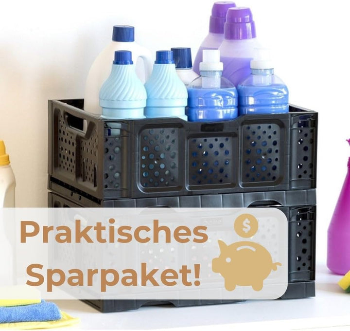 GarPet 2er Set Klappbox Klappkiste Einkaufskorb faltbar Einkaufkiste klappbar Kiste Stapelbox Stabil