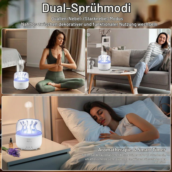 280 ML Luftbefeuchter mit 7 Farben Licht, Luftbefeuchter für Schlafzimmer und Pflanze, 2 Spray Modus