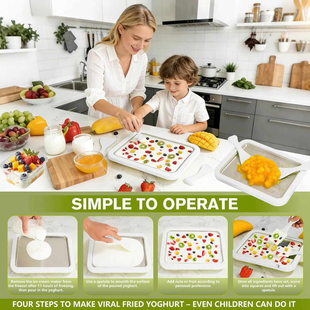 Eiscreme Roller Maker Set Mit 2 Spateln, Instant Eismaschine, Ice Cream Rolls Platte Für Erwachsene