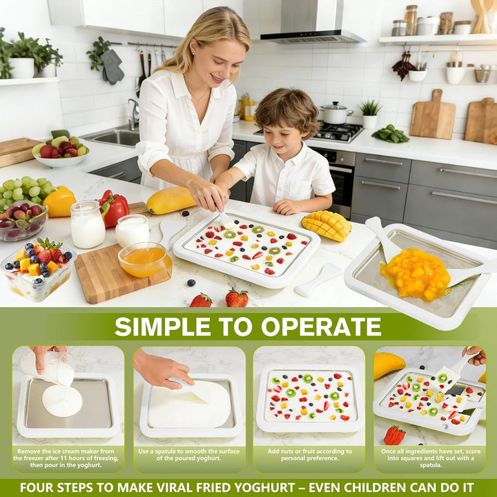 Eiscreme Roller Maker Set Mit 2 Spateln, Instant Eismaschine, Ice Cream Rolls Platte Für Erwachsene