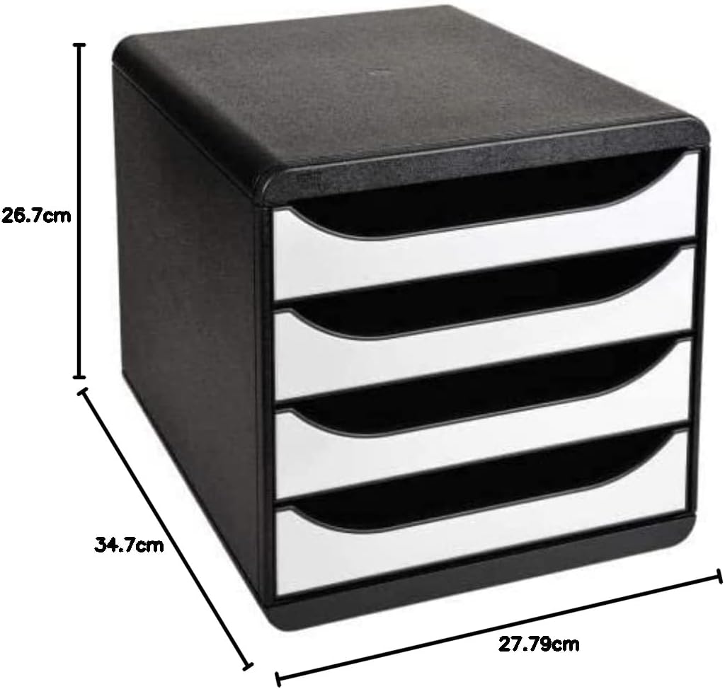 Exacompta 3104213D Premium Ablagebox mit 4 Schubladen für DIN A4+ Dokumente. Belastbare Schubladenbo