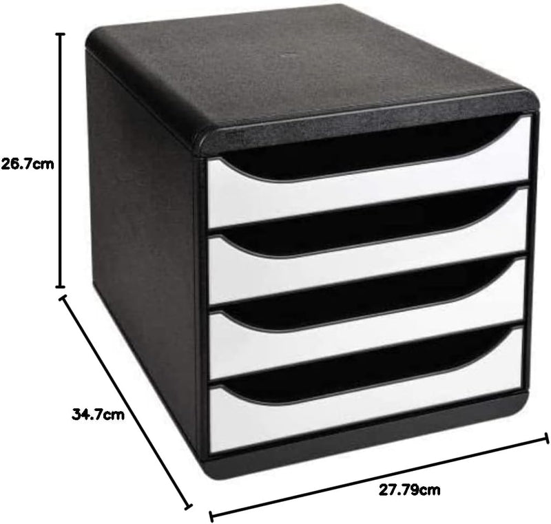 Exacompta 3104213D Premium Ablagebox mit 4 Schubladen für DIN A4+ Dokumente. Belastbare Schubladenbo