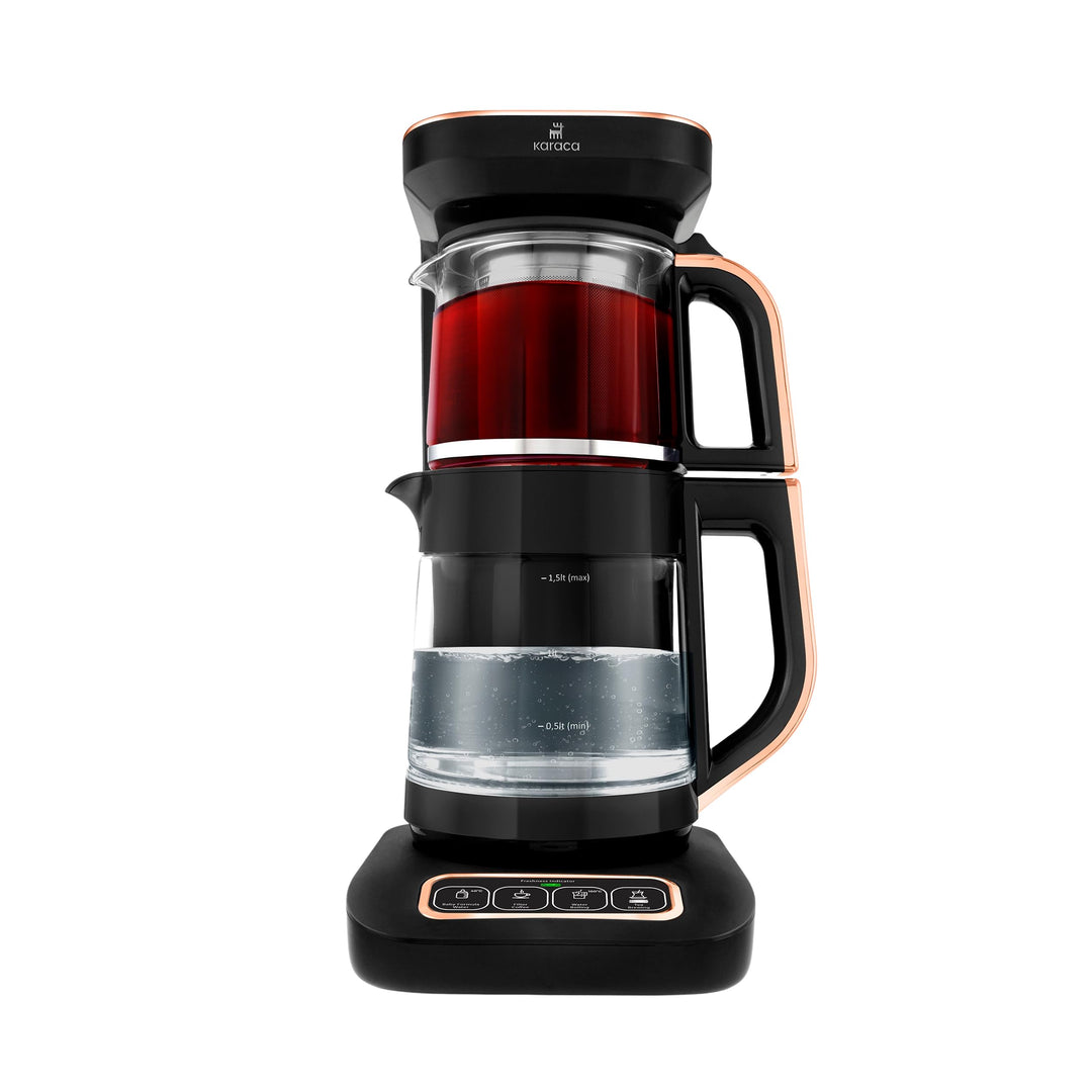 Karaca Teekocher Robotea Pro 4 in 1 sprechender Automatik-Teekocher Wasserkocher und Filterkaffeebrü