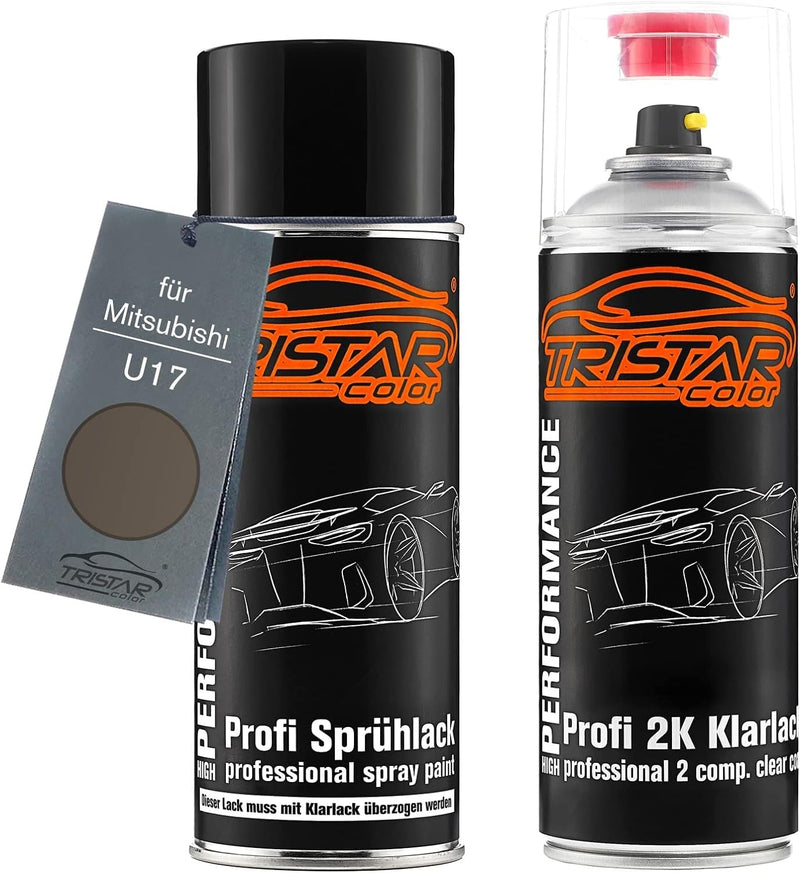 TRISTARcolor Autolack 2K Spraydosen Set für Mitsubishi U17 Titanium Grey Metallic/Mercury Gray Metal