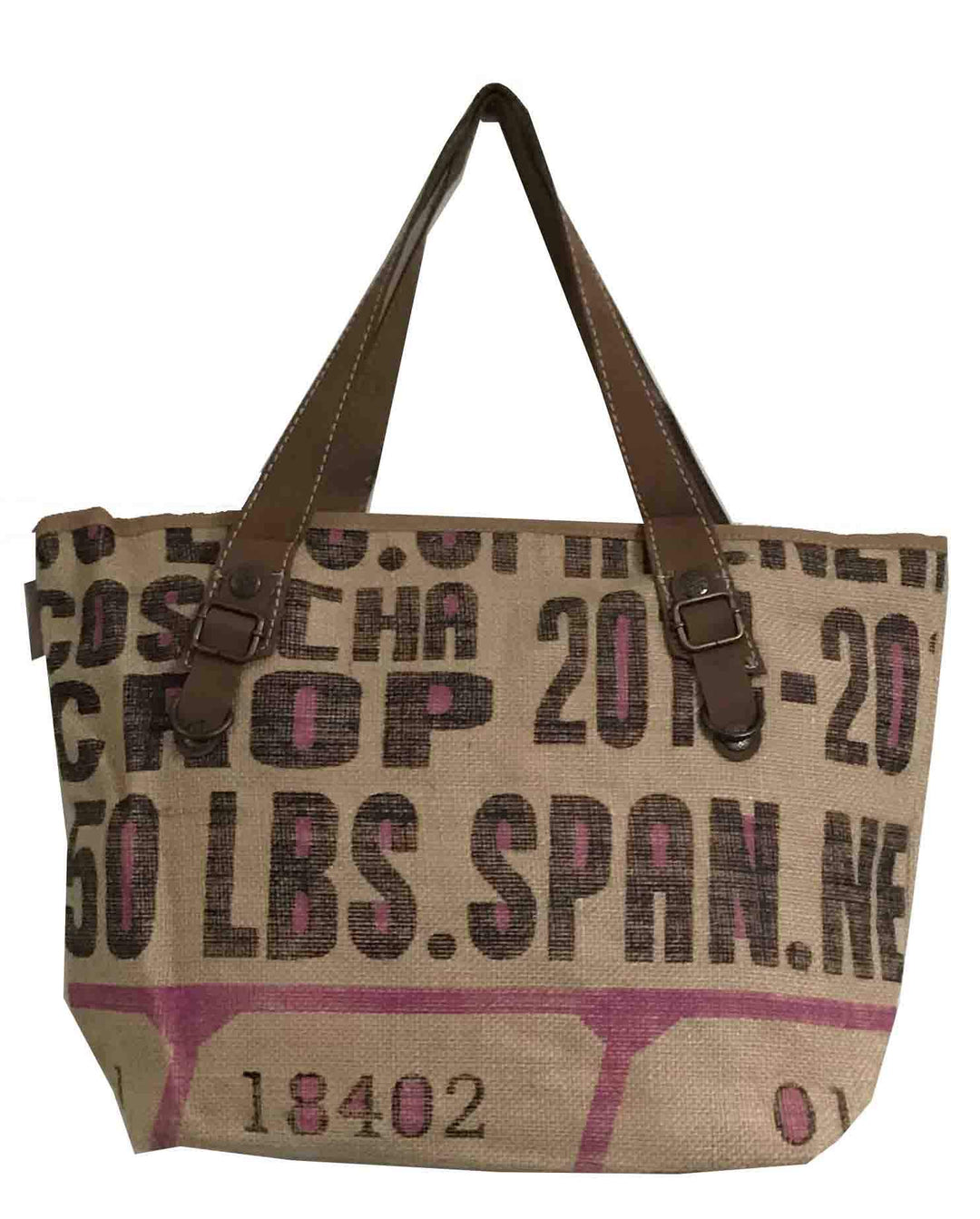 HOGACA coole Damen Handtasche Mod.3 18402 aus recycelten Kaffeesack Kaffeebohnensack-Leinen City Sho