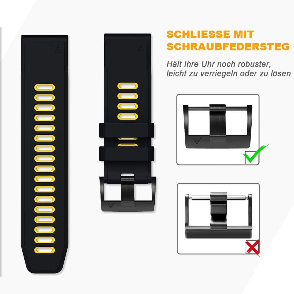 NotoCity Armband für Garmin Fenix 6x/6x Pro/5x/5x Plus/7x/7x Pro, Quickfit 26mm Uhrenarmband für Gar
