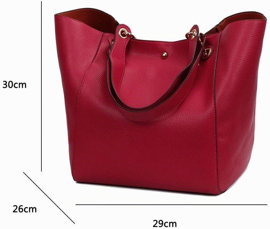 Coolives Damen 2 in 1 Shopper Schultertasche aus PU-Leder Vintage Taschen Hobo Handtasche Elegant He