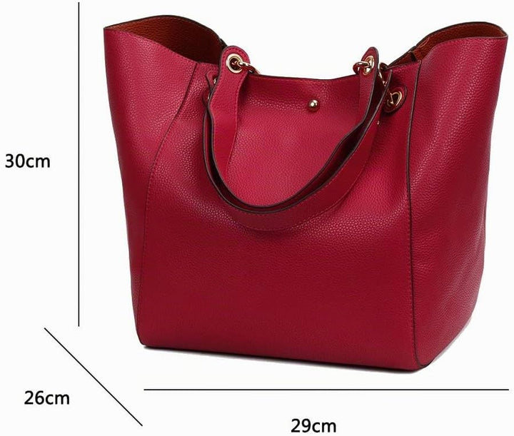 Coolives Damen 2 in 1 Shopper Schultertasche aus PU-Leder Vintage Taschen Hobo Handtasche Elegant He