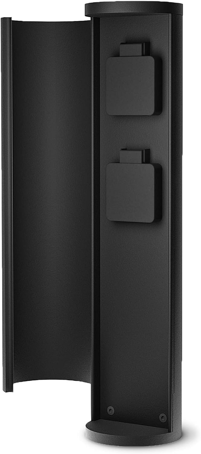 SSC-LUXon PALISO Design Steckdosensäule mit 2X Steckdosen für Garten & Aussen - Energiesäule mit Tür