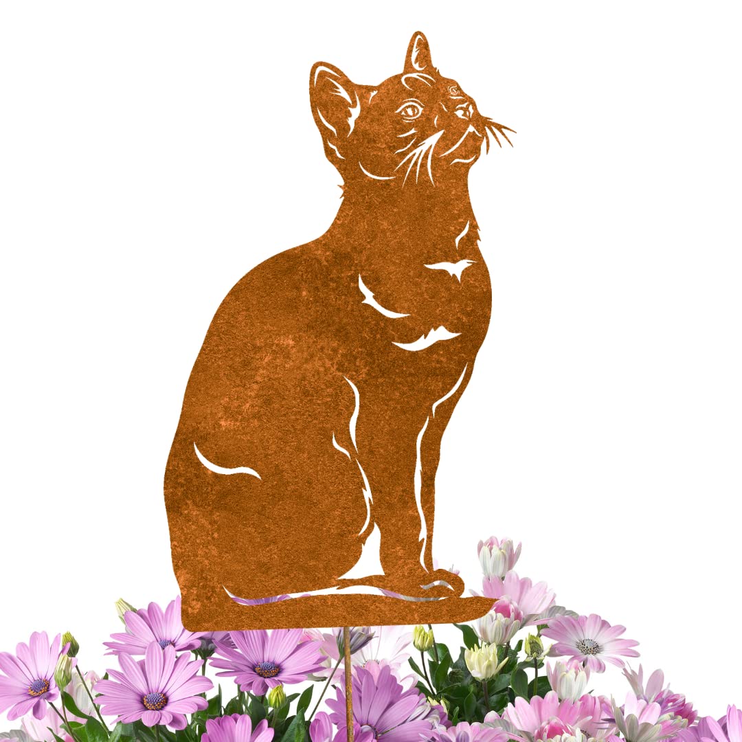 Terma Stahldesign Katzen Gartenstecker Rostifugur Made in Germany (Klassische Hauskatze), Klassische