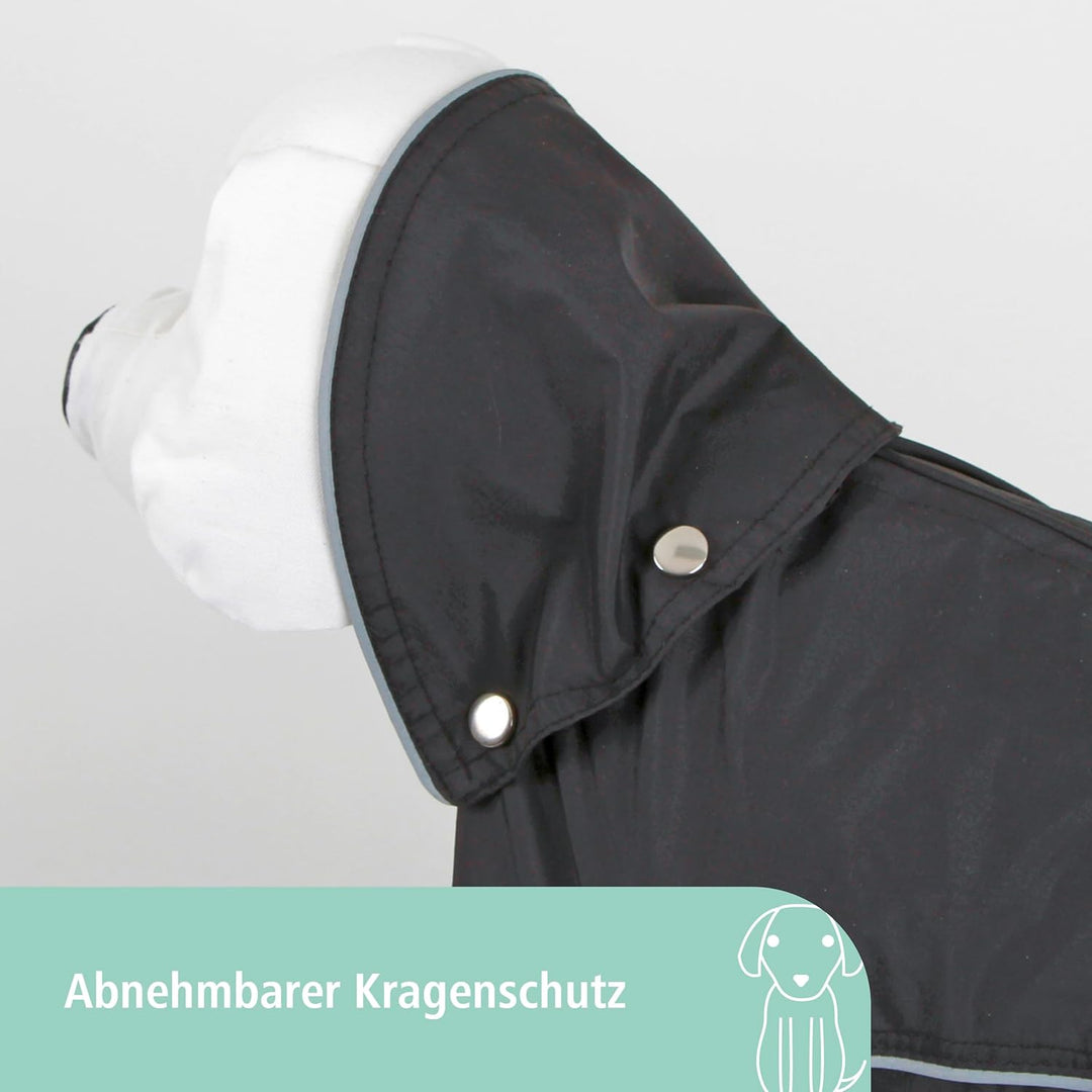 Kerbl Pet Regenmantel Manchester, Hundejacke, Hundemantel, schwarz, 30cm, Polyester, Hunde, mit Bein
