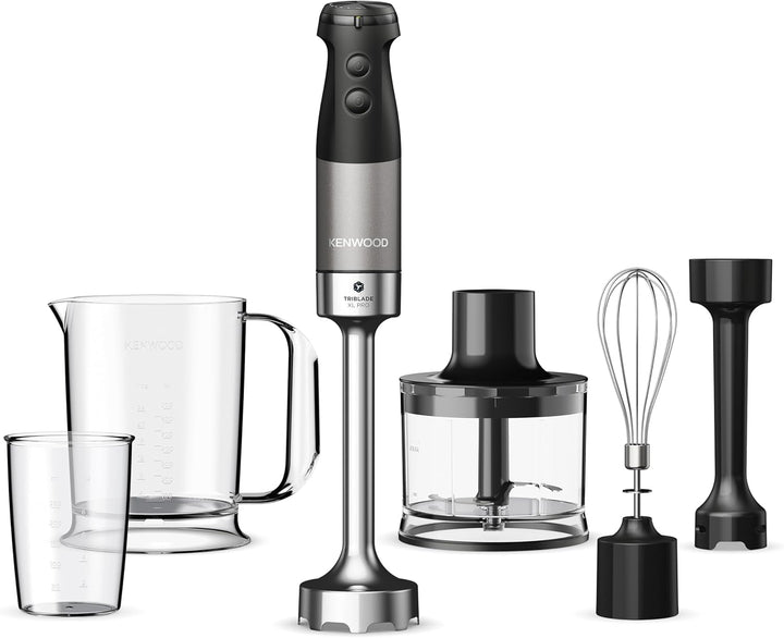 Kenwood Triblade XL Pro Stabmixer HBM80.322BK, 1200W, variable Geschwindigkeiten, Edelstahl(Pürierfu