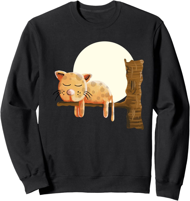 Verträumte Katze Bei Vollmond I Katzenmotiv Katzen Fun Sweatshirt