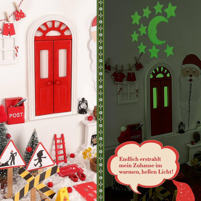 67Pcs Wichteltür Rot Komplettset mit Briefen, Wichtel Zubehör Baustelle, Miniatur Wichtelhaus Pickni