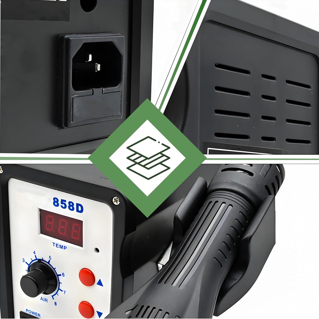 Retoo Heissluft Lötstation 800W, Temperatur Einstellbar 100-480°C, Entlötkolben, 120 l/min Luftleist