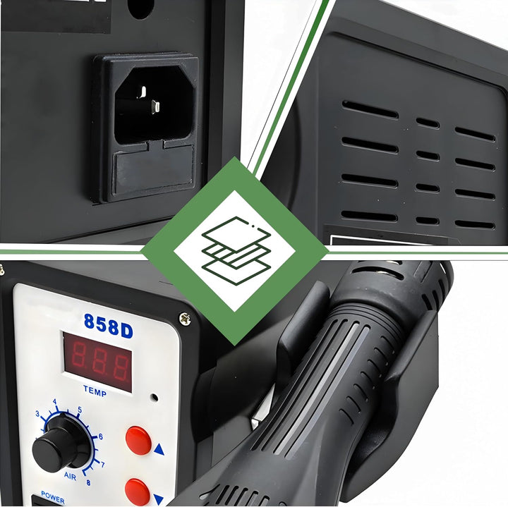 Retoo Heissluft Lötstation 800W, Temperatur Einstellbar 100-480°C, Entlötkolben, 120 l/min Luftleist