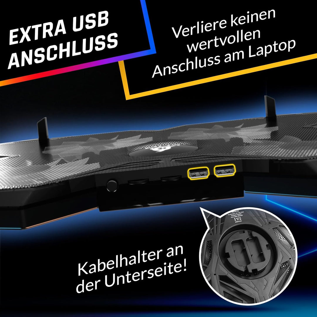 KLIM Wind Laptop Kühler - Leistungsstark Wie Kein Anderer – Schneller Kühlvorgang - 4 Lüfter PC Note