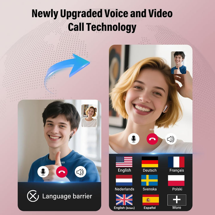 KI Übersetzer Kopfhörer mit Audio und Videoanrufe, 3-in-1 Bluetooth 5.4 Kopfhörer mit 164 Sprachen E