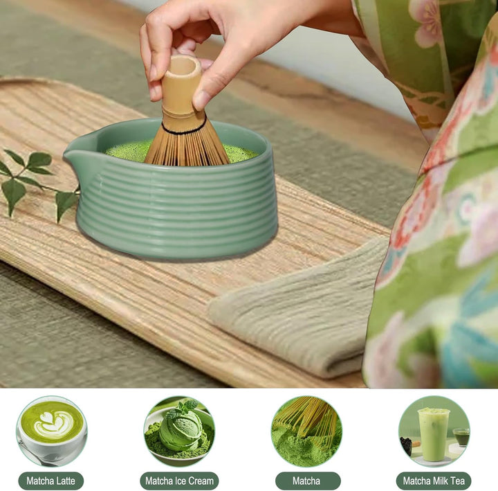 8 Stück Matcha Set,Grüner Matcha Set,Japanisches Tee-Set mit Matcha Besen,Matcha Besen Matcha, Schal