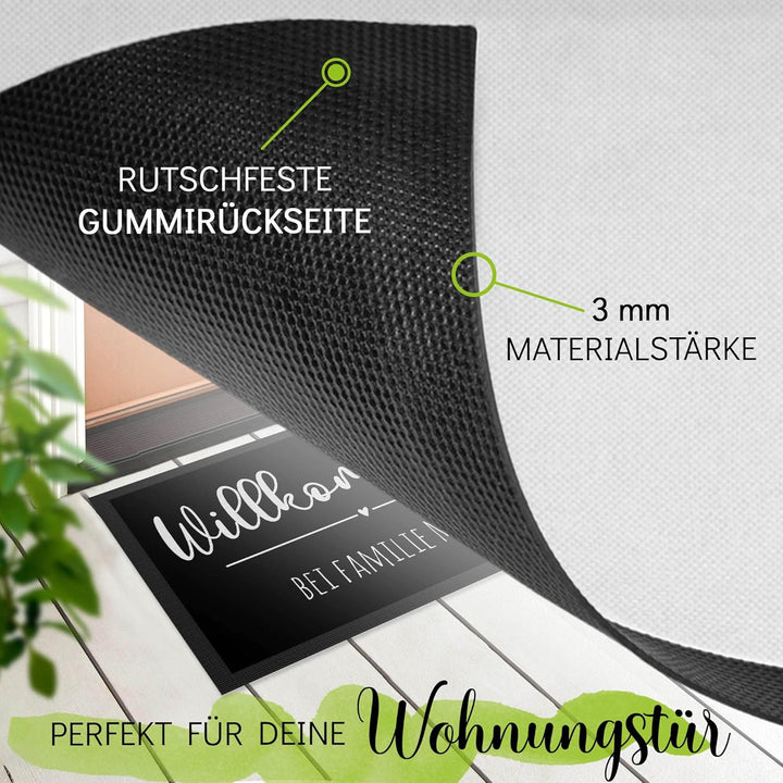 PR Print Royal Personalisierte Fussmatte eine Zeile Wunschtext - Willkommen Herz - Geschenke zum Ein