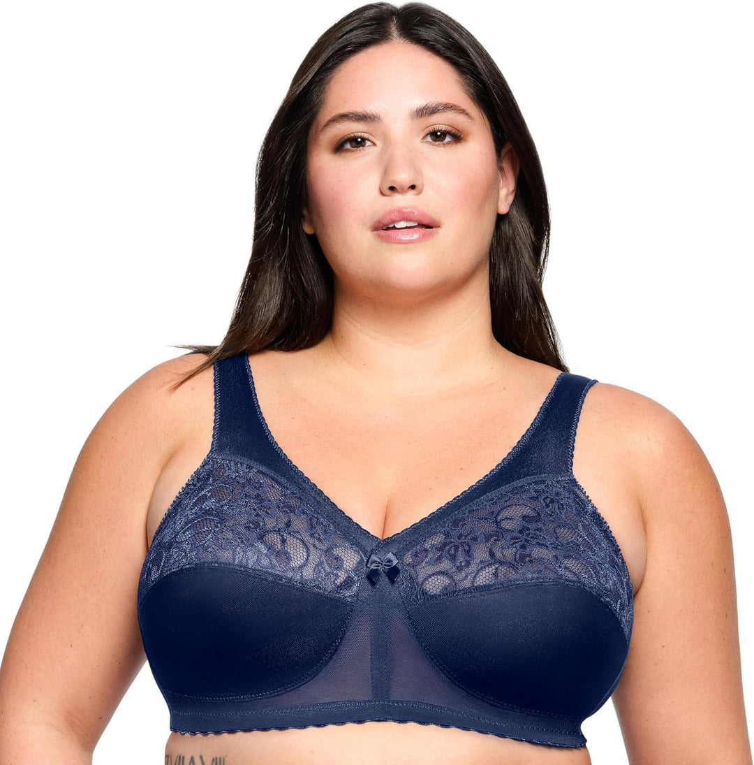 Glamorise Damen Bügelloser MagicLift-Stütz-BH für grosse Grössen Nr. 1000 80B Blau, 80B Blau