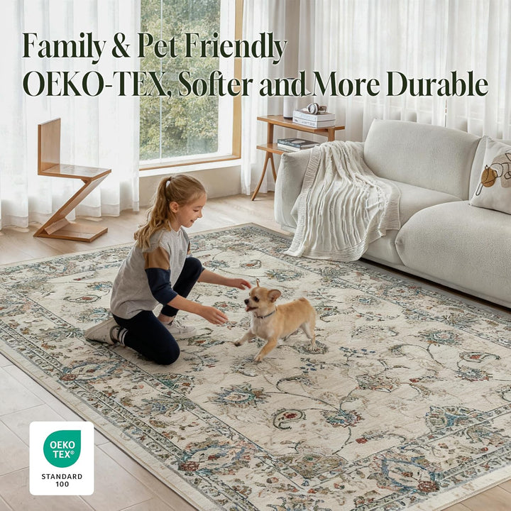 CHOSHOME Vintage Teppich Wohnzimmer 80X150CM Waschbarer Kurzflor Boho Weiche Teppich Mit Orient Desi