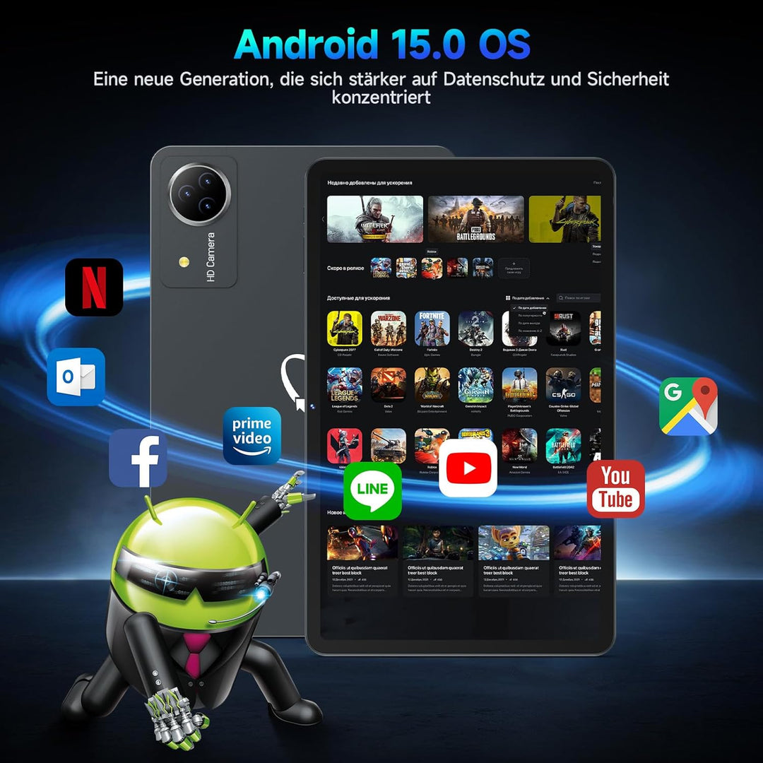 FEONAL Android 15 Tablet 12 Zoll 2K Display Helio G99 Gaming Tablet mit Tastatur/Stift/Maus, Gemini