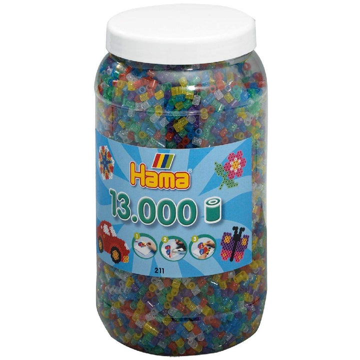 Hama Perlen 211-54 Bügelperlen XXL Dose mit ca. 13.000 bunten Midi Bastelperlen mit Durchmesser 5 mm