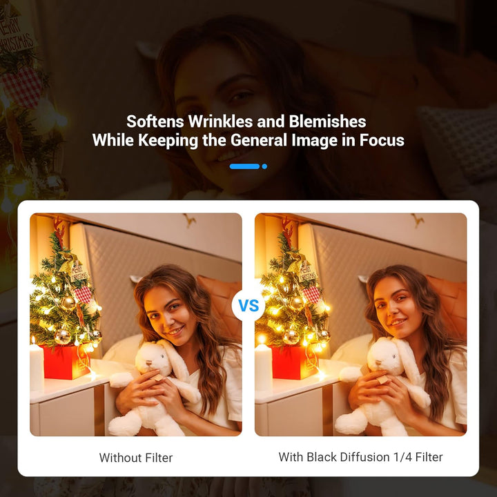 JJC 52mm Black Mist 1/4 Filter Black Promist Effektfilter Black Diffusion Effektfilter, Filter mit W