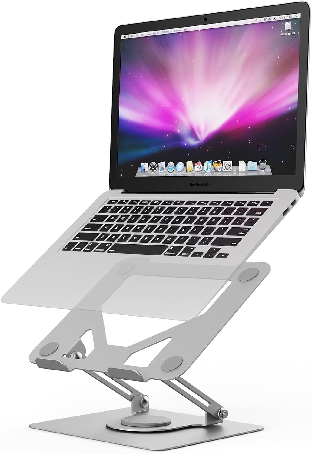 GRIFEMA Laptop Ständer Höhenverstellbar und Faltbar, 360° Drehbare Basis, Stabil, Belüftet und Ergon