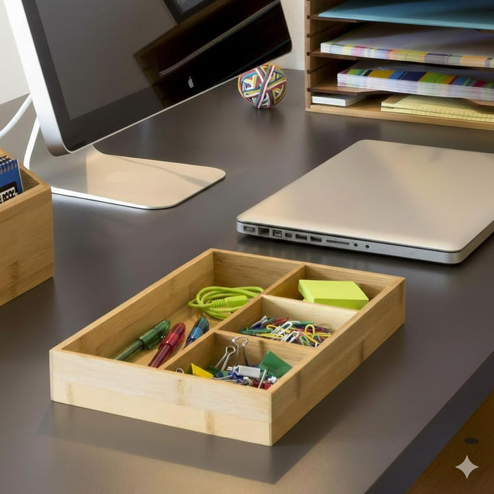 Lipper International 824 Organizer-Tablett aus Bambusholz, 4 Fächer, 29,5 x 20,3 x 4,5 cm, Bambushol