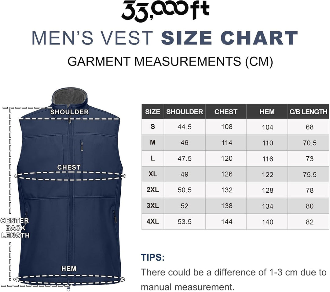 33,000ft Weste Herren Outdoor Wasserdichte Softshell Ärmellose Jacke Bodywarmer Fleece Weste Full Zi