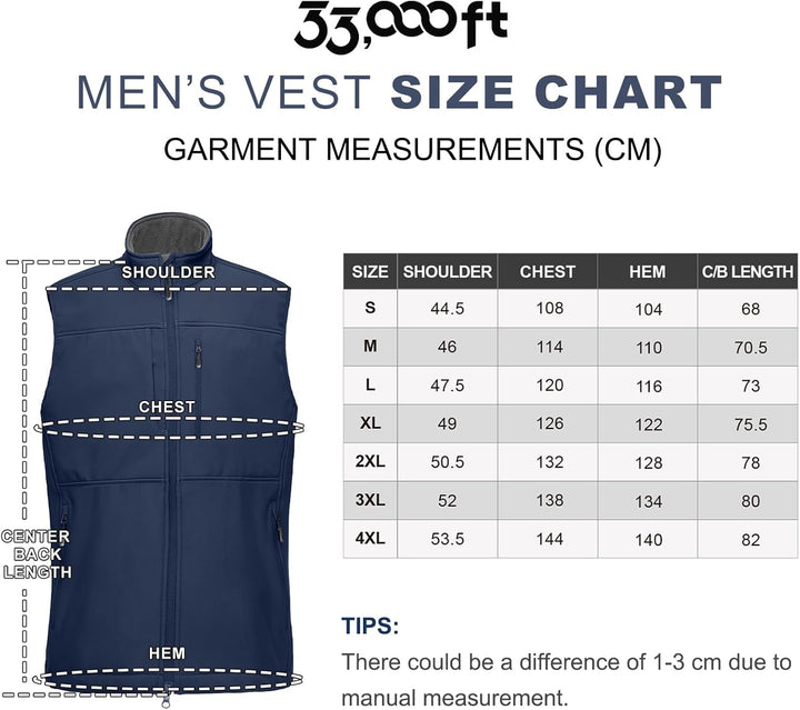 33,000ft Weste Herren Outdoor Wasserdichte Softshell Ärmellose Jacke Bodywarmer Fleece Weste Full Zi