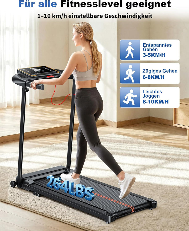 Laufband für Zuhause, Klappbar Laufbänder, Walking Pad Schreibtisch Treadmill for Home Office, Elekt