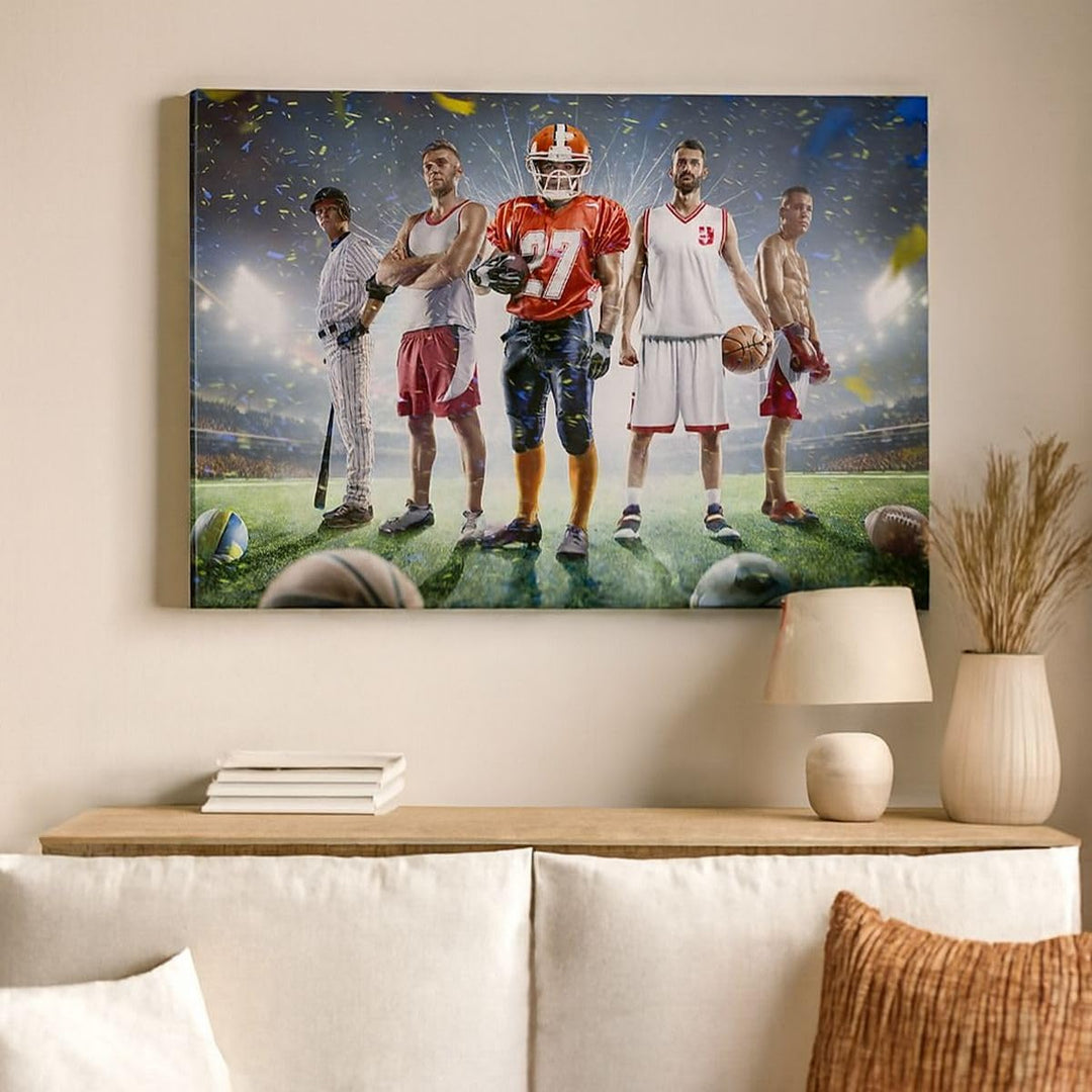 Bilder auf Leinwand 100x70cm Leinwandbild mit Rahmen Sport Sportler Gross Wanddeko Bild Schlafzimmer