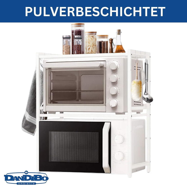DanDiBo Verstellbares Küchenregal Weiss für Arbeitsplatte Stehend 3 Stufig 40-64 cm Regal Küche 9668