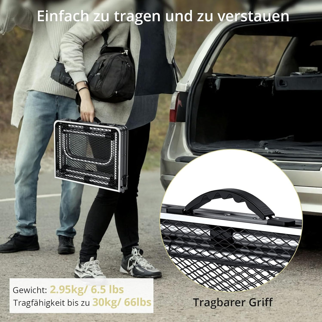 Anbte Campingtisch Klapptisch mit 3 Verstellbare Höhe Grilltisch aus Aluminium 60 * 40cm Koffertisch