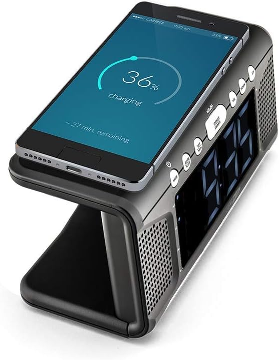 Caliber Radio wecker - Doppelter Alarm - mit FM-Radio - Dimmbarer LED-Anzeige - mit Wireless Charger
