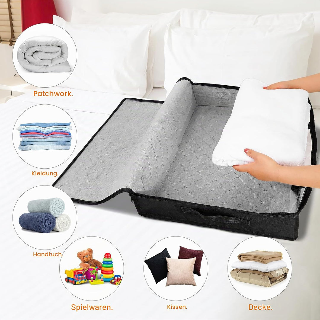 AiQInu Unterbett Aufbewahrungsbox,4 Stück Unterbettkommode mit Sichtfenster und 4 Haltegriffen 60x 4