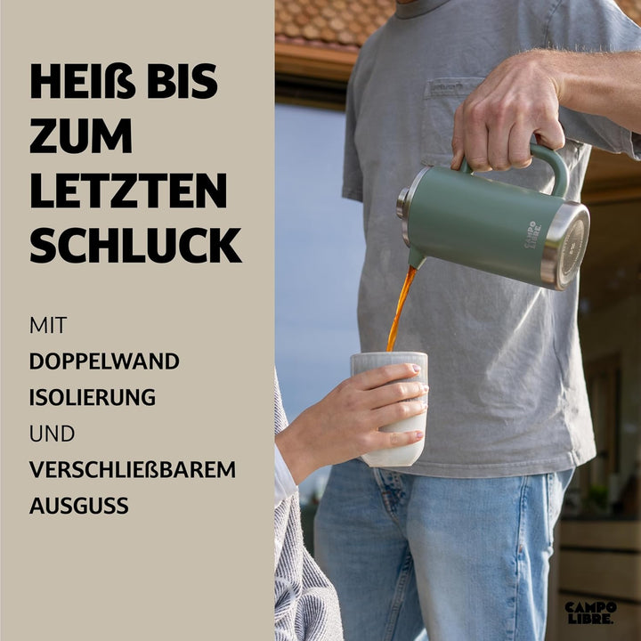 Campo Libre.® Giorgio. French Press I Kaffeebereiter aus doppelwandigem Edelstahl 1l I plastikfreie
