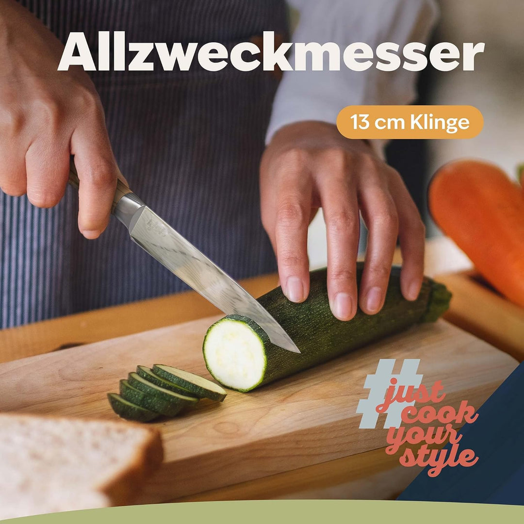 kjøk Premium Kochmesser Allzweckmesser 13cm Olivenholzgriff Härte 58±2 HRC Japanmesser-Style hochwer